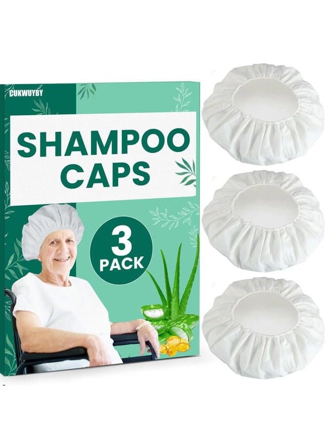 Shampoo Caps No Rinse, Waterless Shampoo Caps for Bedridden Patients and Elderly, Rinse Free Hair Washing Shower Cap for Post Surgery, Hospital, 3Pack