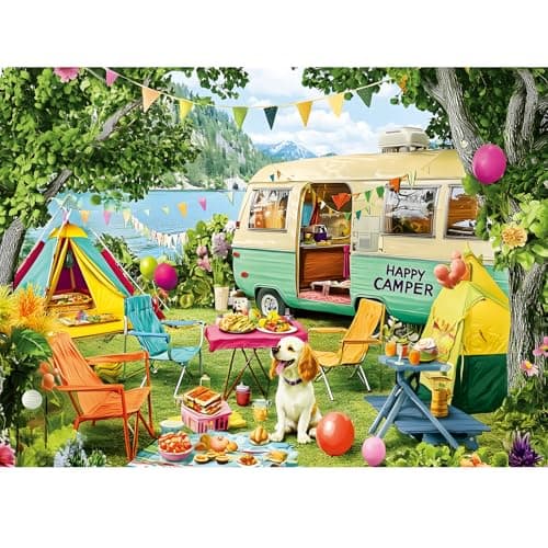 300 Piece Puzzles for AdultsLakeside Camping Puzzle for Adults TeensLarge Piece Fun Jigsaw Puzzle for Kids Ages 810 1012Glossy Sturdy PiecesChallenging Family Game Great Gift Idea205 x 15 in