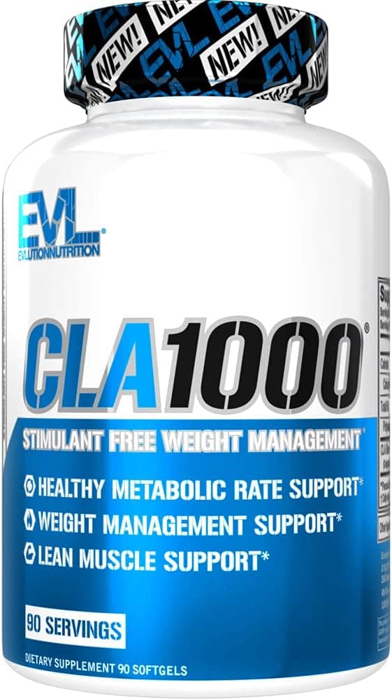 Evlution Conjugated Linoleic Acid CLA Pills CLA 1000mg Diet Pills to Support Weight Loss Fat Burning Lean Muscle and Faster Metabolism StimulantFree Safflower Based Fat Loss Support 90