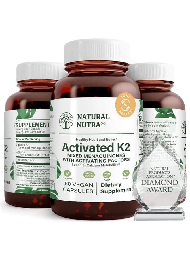 Full Spectrum Vitamin K2 Supplement, Support Cardiovascular Health, Liver Function, Metabolic Health, Heart Health, 75 mcg, 60 Capsules (Pack of 2)