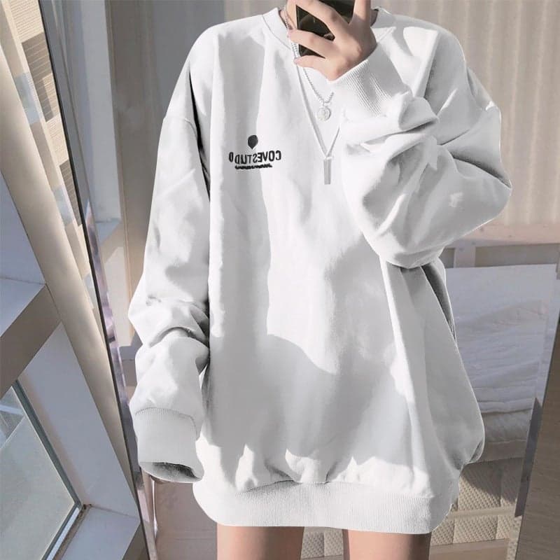6535 Cotton 2025 Autum New Korean Style Loose Pullover Long-Sleeved Sweatshirt Female Students Thin Top Outwear Women