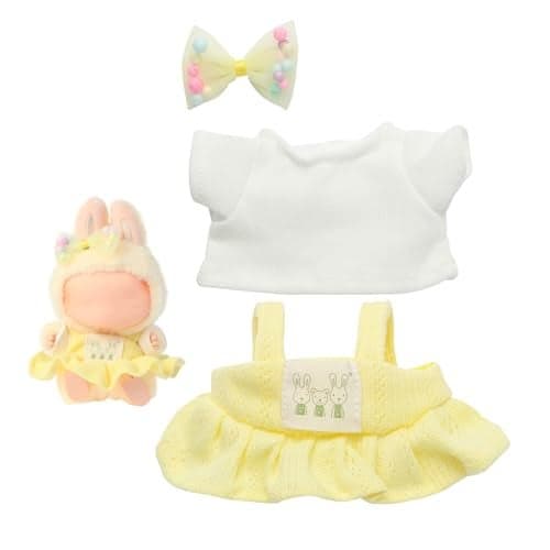 Ciunura Doll Clothing for Labubu Premium Outfits for Labubu Dressing up Doll Accessories for Labubu with Shirt Dress BowYellow