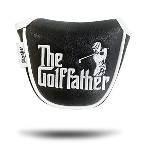Shanker Golf Putter Headcover The Golf Father Mallet Putter Cover Funny Golf Club Cover for a Golf Lover Tour Grade PU Leather Waterproof Soft Lining Embroidered Logos