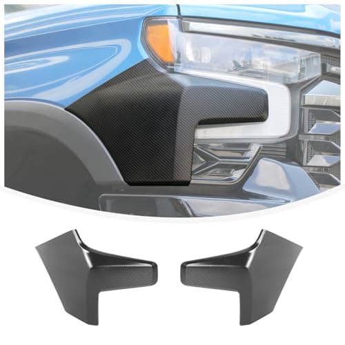Linskip Headlight & Fender Side Guard Cover Compatible with Chevolet Silverado 1500 ZR2 2022 2023 2024 2025 2026+, Bumper End Cap for Silverado ZR2 Accessories Carbon Fiber Black