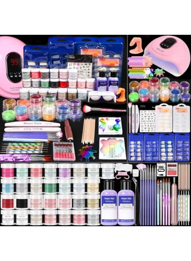 Acrylic Nails Kit Set 29 Colors with UV Lamp Electric Drill 2x60ml Monomer AllinOne Nail Art Supplies for Beginners with Everything