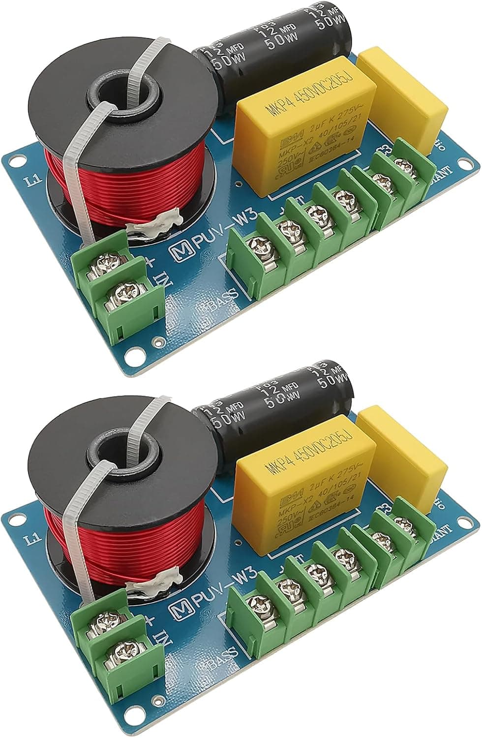 HiQltyla 3 Way Speaker Crossover, PUV-W3 200W Passive Crossover for HiFi Home Audio 4 to 8 Ohm