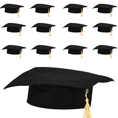 U S Toy Kindergarten Black Graduation Caps wGold Tassel Preschool Graduation Cap for Boys and Girls Customizable Teacher Supplies 12Pack 3 Years Older