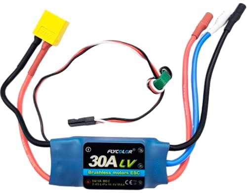 FLYCOLOR 30A ESC 24S Electric Speed Controller 3A UBEC with XT60 35mm Bullet Plugs for RC Brushless Motor