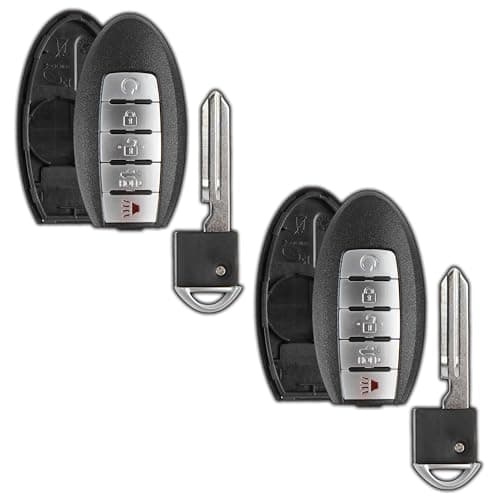 2X KeylessOption Key Fob Cover Case Replacement for 2013 2014 2015 Nissan Altima Maxima Remote Shell, 5-Button KR5S180144014, 7812D-S180014, No Programming Required