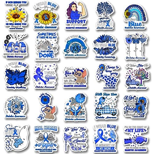 25Pcs Diabetes Awareness Stickers, Inspirational Waterproof Vinyl Stickers for Water Bottles Book Laptop Car Truck Bicycle Decorations Decorative Accessories CB059 (Medium)