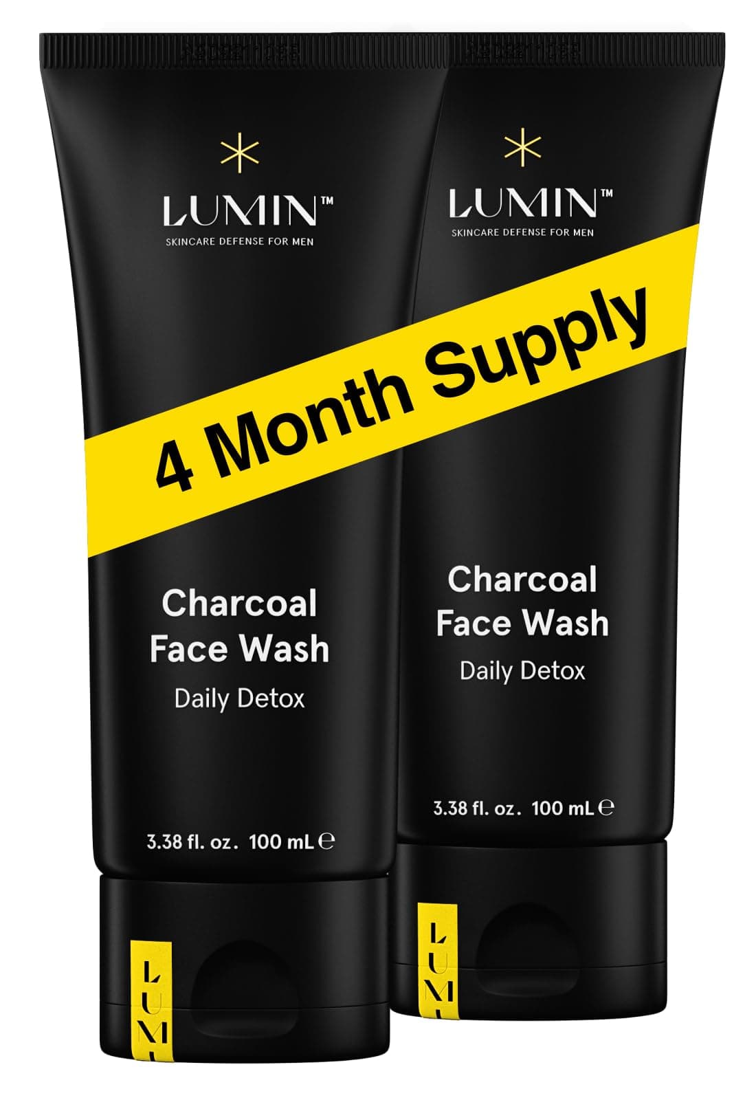 Lumin Charcoal Face Wash for Men Skincare Daily Detox Hydrating Face Cleanser Removes Impurities Exfoliates Unclogs Pores Controls Oil Soothes Irritation All Skin Types 2 Pack