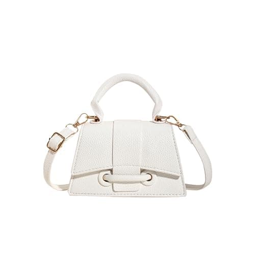 Ayliss Micro Mini Crossbody Handbag Women's Purse Clutch Cute Mini Trendy Bag Top Handle PU Leather Shoulder Bag (White)