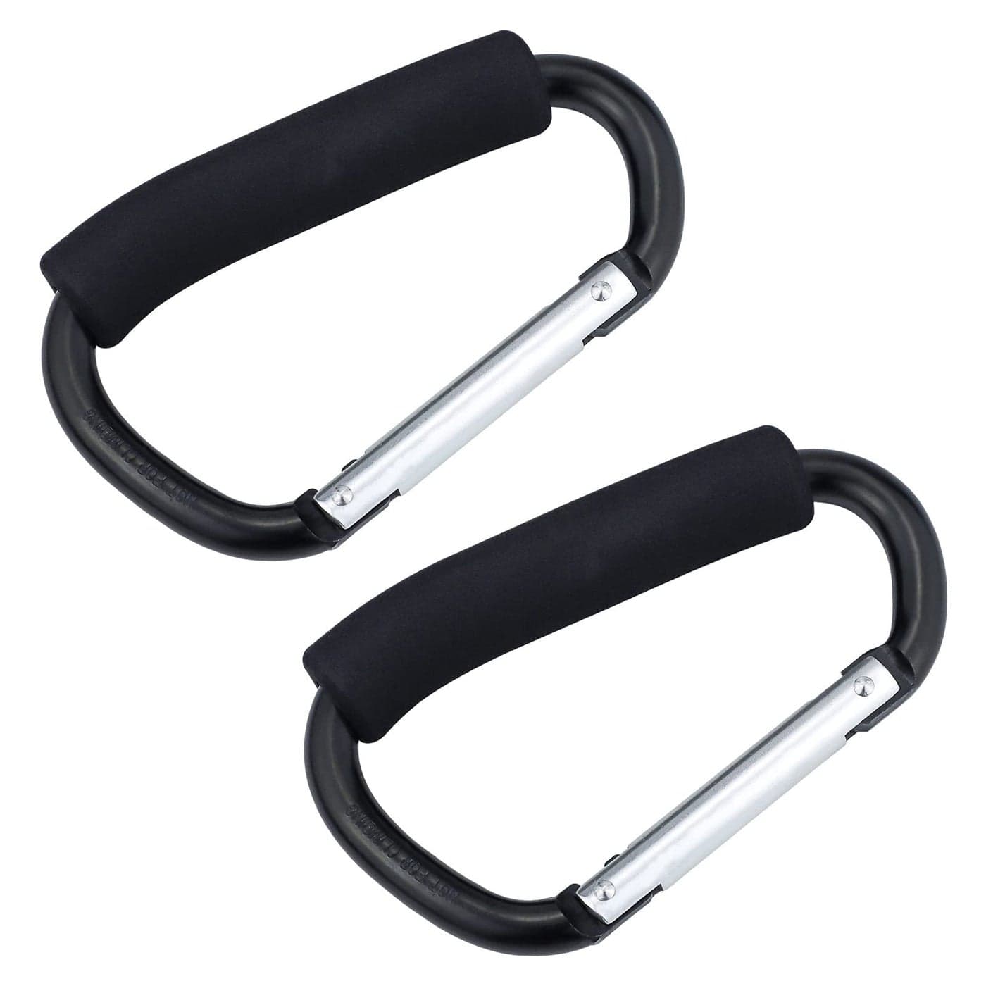 JIALEEY Grocery Bag Shopping Bag Holder Handle Carrier Tool Multi Purpose Snap Hook Stroller Hook Set Organizer Accessories with Soft Foam Grip for Hanging Pack of 2 Black