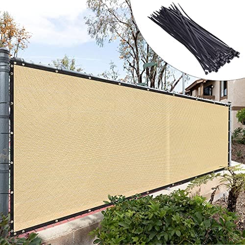 Royal Shade 4' x 50' Beige Fence Privacy Screen Windscreen Cover Netting Mesh Fabric Cloth - Cable Zip Ties Included (We Make Custom Size)
