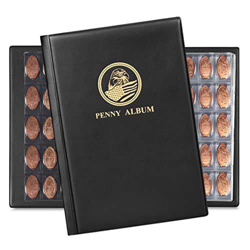 MUDOR Pressed Penny Collecting Book, Souvenir Penny Book Holds 380 Coins, Pressed Penny Holder Fits Elongated Stretched Pennies,Quarters or Nickels