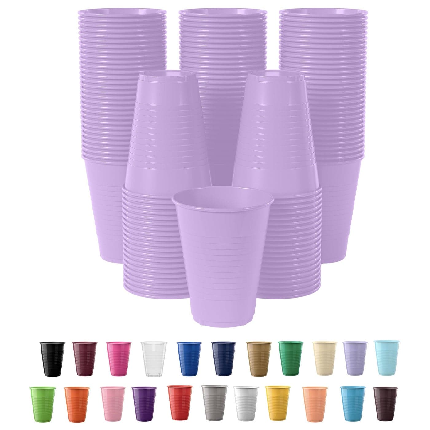 Exquisite Party Solids 12 Oz Lavender Plastic Cups For Party Supplies 50 Pack Lavender Disposable Cups Plastic Disposable Drinkware For Parties Events Everyday
