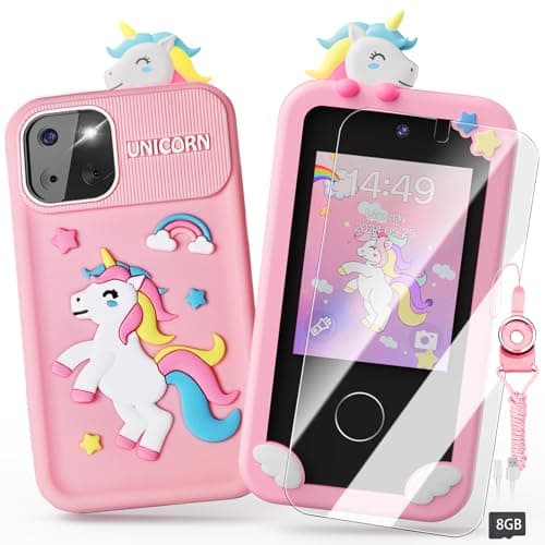 Luyiilo Kids Smart Phone Toys for GirlsUnicorn Gift Toys for Girls Ages 39 Christmas Birthday Gifts Mini Smart Phone Toys With 28 Touchscreen 16 Learning Games Dual Camera Music Player 8G SD Card