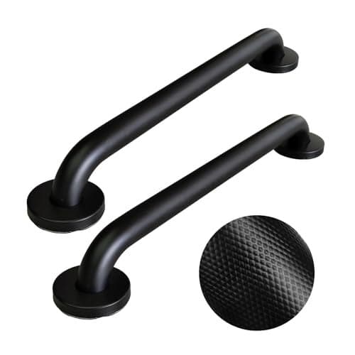 18 Inch Handicap Grab Bars 2 Pack Stainless Steel Grab Bar for Bathtubs and Showers Wall Mount Safety Shower Grab Bars for Seniors Injury Elderly Matte Black Knurled