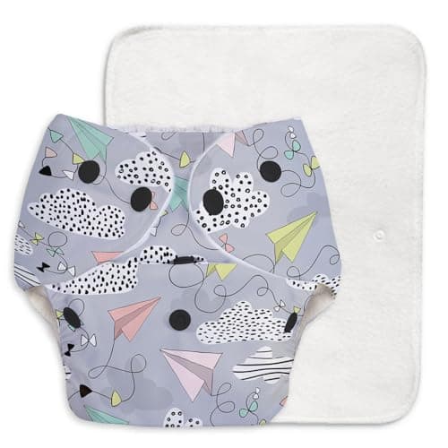 Superbottoms Basic Leakage-proof advanced cloth diapers for babies, High Absorbent 100% cotton 1 reusable diaper and 1 insert pad Combo Pack washable cloth diaper 3M -3Years Adjustable, Reduces Rash