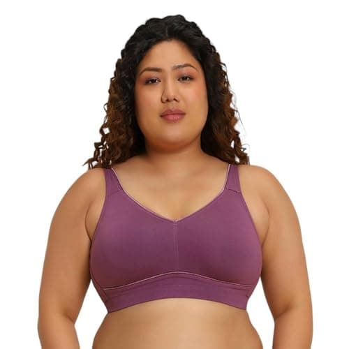 Van Heusen Women Minimizer Bra - Cotton Elastane - Wireless, Non Padded, Full Coverage, Plus Size_22011_Purple Gum Drop_42DD