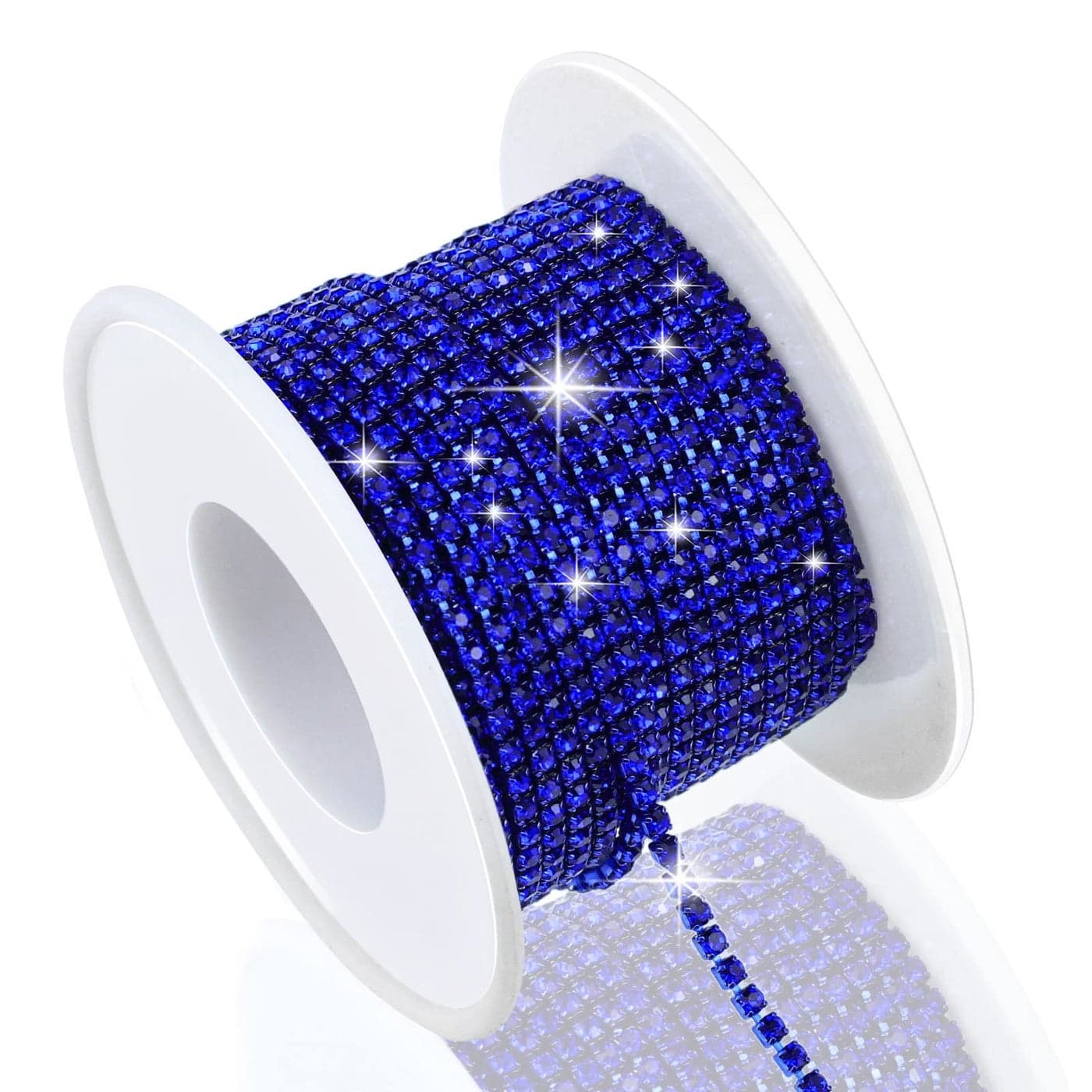 Dowarm 10 Yards 2MM Crystal Rhinestone Close Chain Trim for Sewing Crocs Shoes Clothes Cups SS6 Claw Rhinestone Chain for Craft Jewelry Wedding Bouquet DIY Decoration Dark BlueSapphire