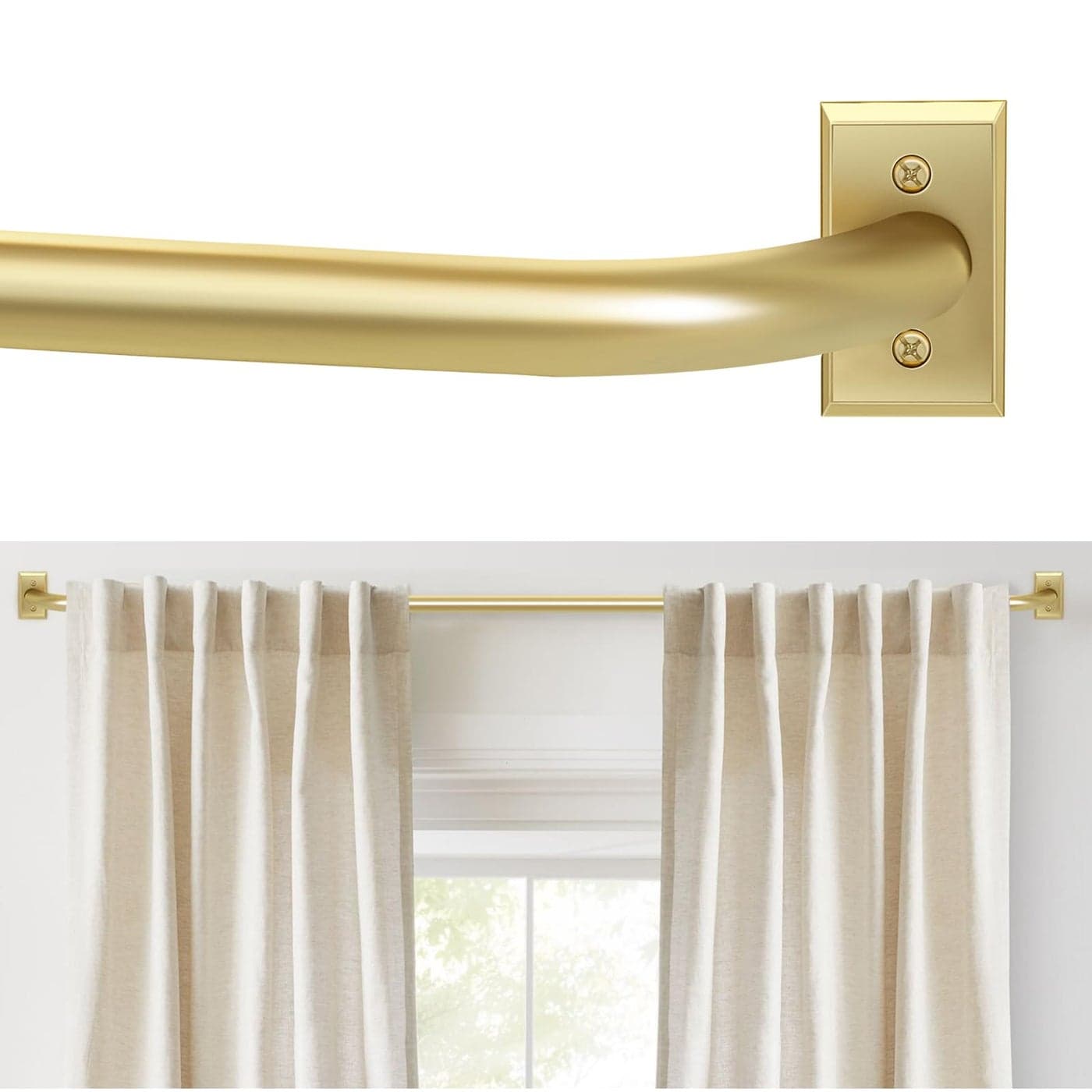 ZYRW Gold Curtain Rods Room Darkening Rod for Windows 48 to 90 Inches475Ft Wrap Around Curtain Rods Heavy Duty Blackout Drapery Modern Decorative Window Treatment Rod Gold