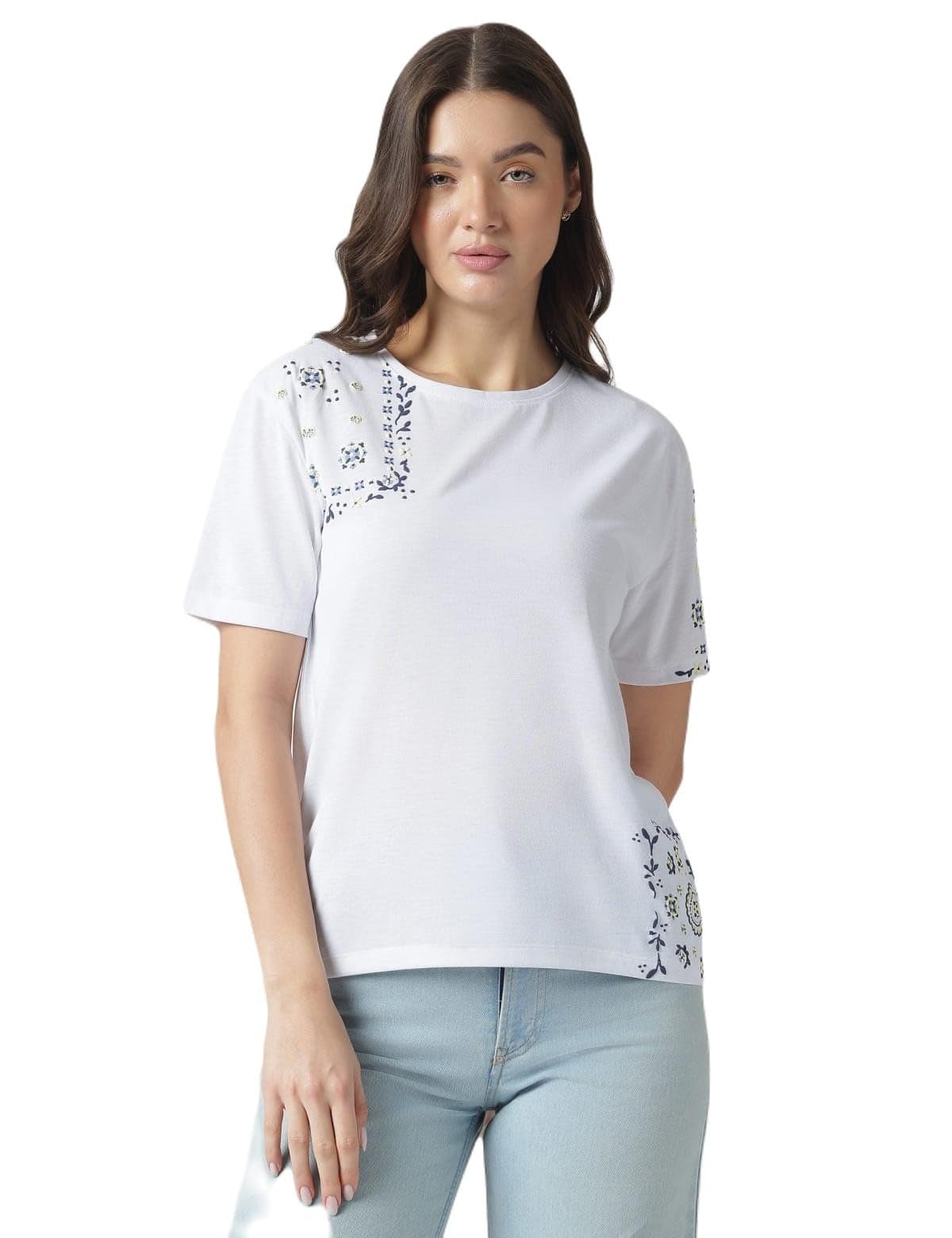 Marks & Spencer Floral Print Round Neck T-Shirt