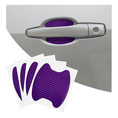 4PCS Car Handle Cup Stickers, Carbon Fiber Scratch Auto Door Protective Film, Non-Marking Car Bowl Protector, Universal Paint Cover Guard for Most Cars, SUV, Van (Purple)