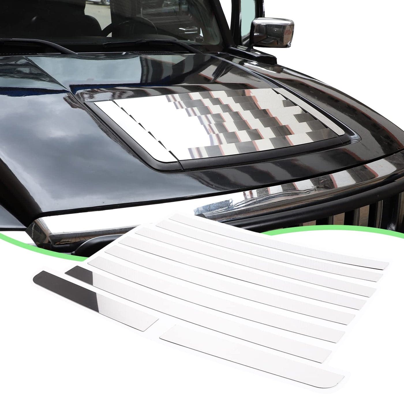 Hood Vent Deck Panel Decorative Sticker Compatible with Hummer H3 20052009 Louver Hood Deck Panel Air Vent Grille Cover Trim9PCS