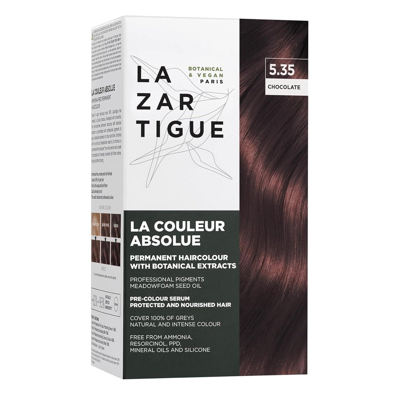 Lazartigue La Couleur Absolue 100 Intense Black Permanent Haircolour with Botanical Extracts Nourishing Color and Shine Free From Ammonia PPD Resorcinol Mineral Oils and Silicone Vegan