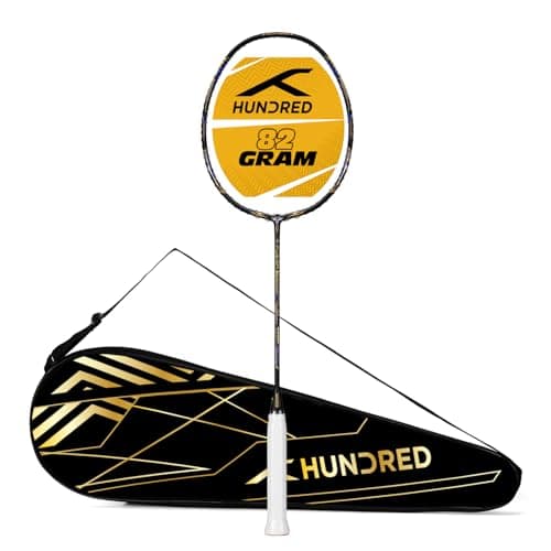 Hundred T-Fusion 500 Zoom Unstrung Badminton Racket with Full Cover | 79 Grams | Maximum Tension ≤32 to 34 lbs (Black)