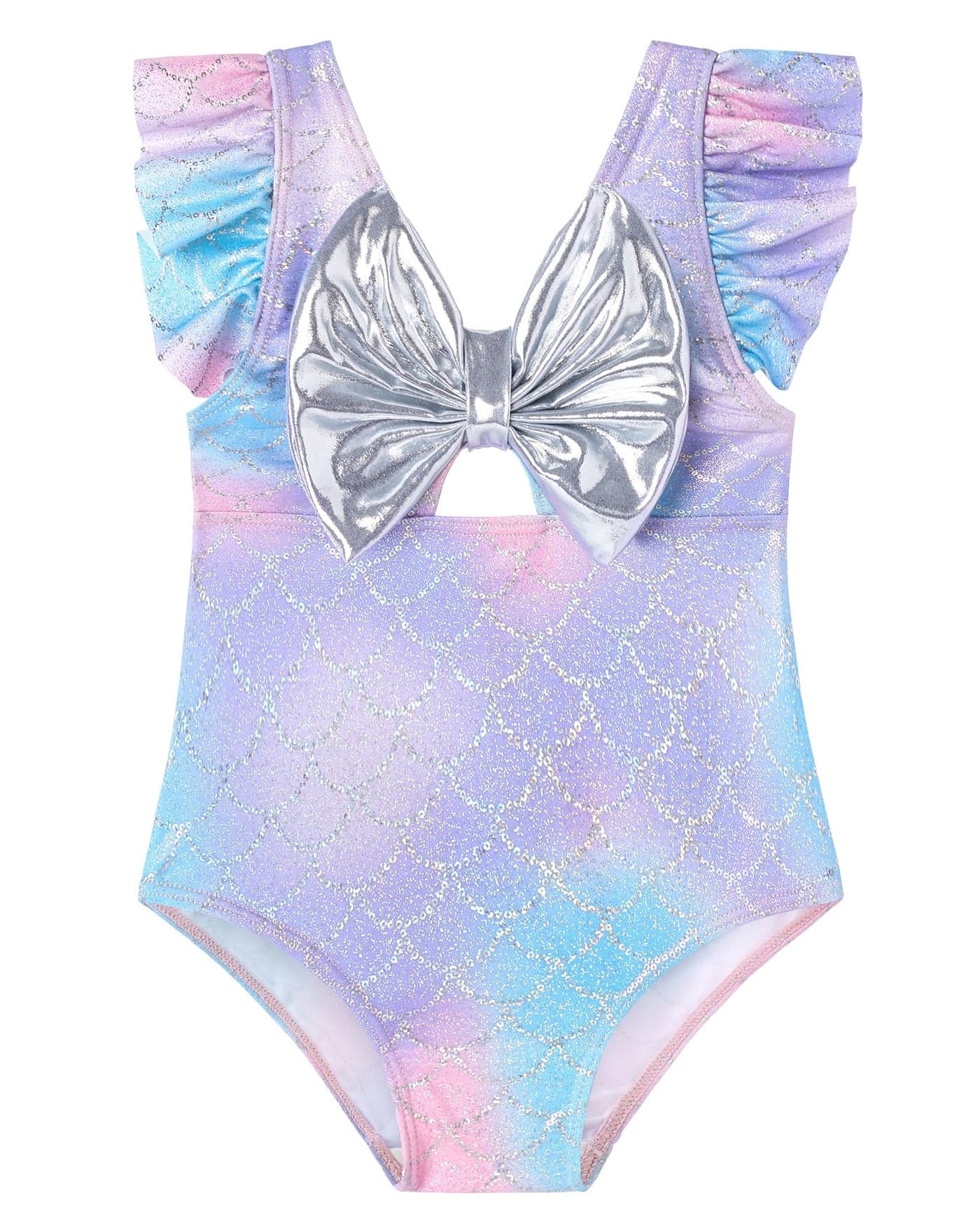 Girls One Piece Swimsuits Summer Quick Dry Beach Bathing Suit Adjustable Strap Swimwear Water Sport Ruffle Bow Decoration Mermaid Toddler Girl Bathing Suit 3t