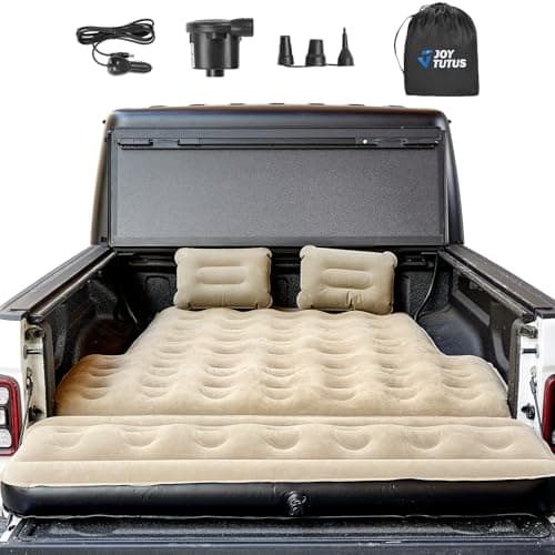 JOYTUTUS 552Ft Truck Bed Air Mattress with Removable Tailgate Extension Thickened Inflatable 5ft Compact Short Truck Beds Compatible with TacomaRangerGladiatorColoradoCanyonCamelBlack