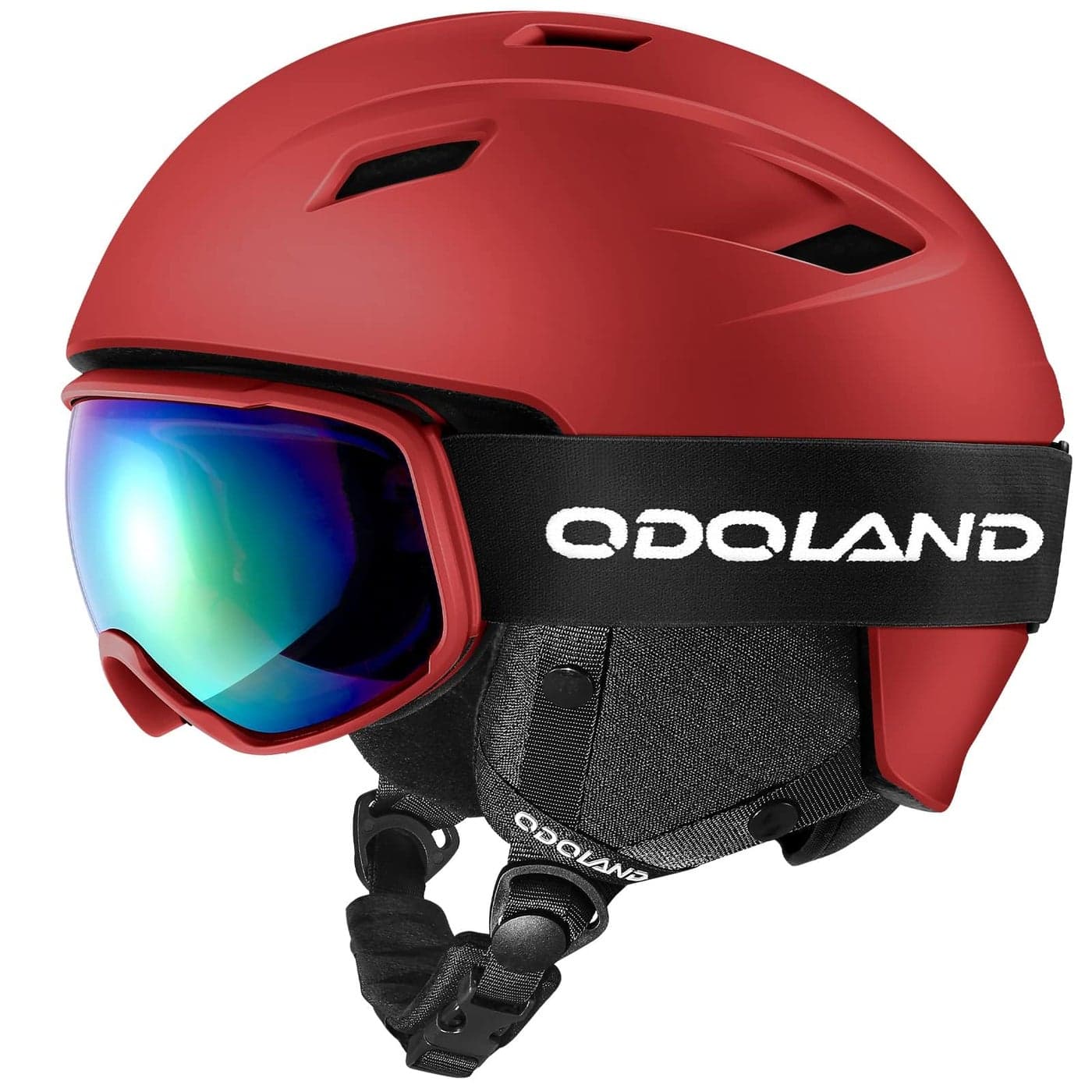 Odoland Ski Helmet and Goggles Set for Adults Youth Snowboard Helmet with Goggles Shockproof Winter Sports Helmet with Protective Shell for Men Women Teens Red S