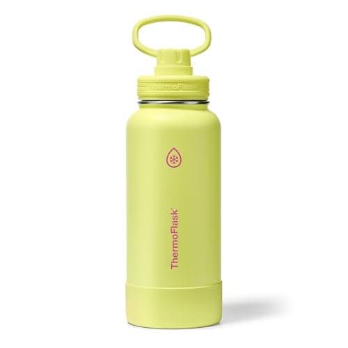 ThermoFlask 32 oz Double Wall Vacuum Insulated Stainless Steel Water Bottle with Spout Lid, Unmellow Yellow