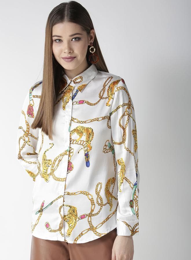 Stylestone Animal Print Buttoned Long Sleeve Shirt