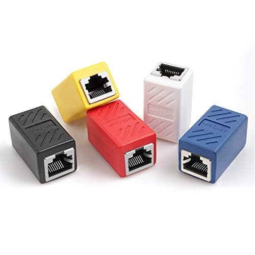 PASOW RJ45 Coupler in-Line Coupler Cat7 Cat6 Cat5e Ethernet Cable Extender Adapter Female to Female (5 Pack)