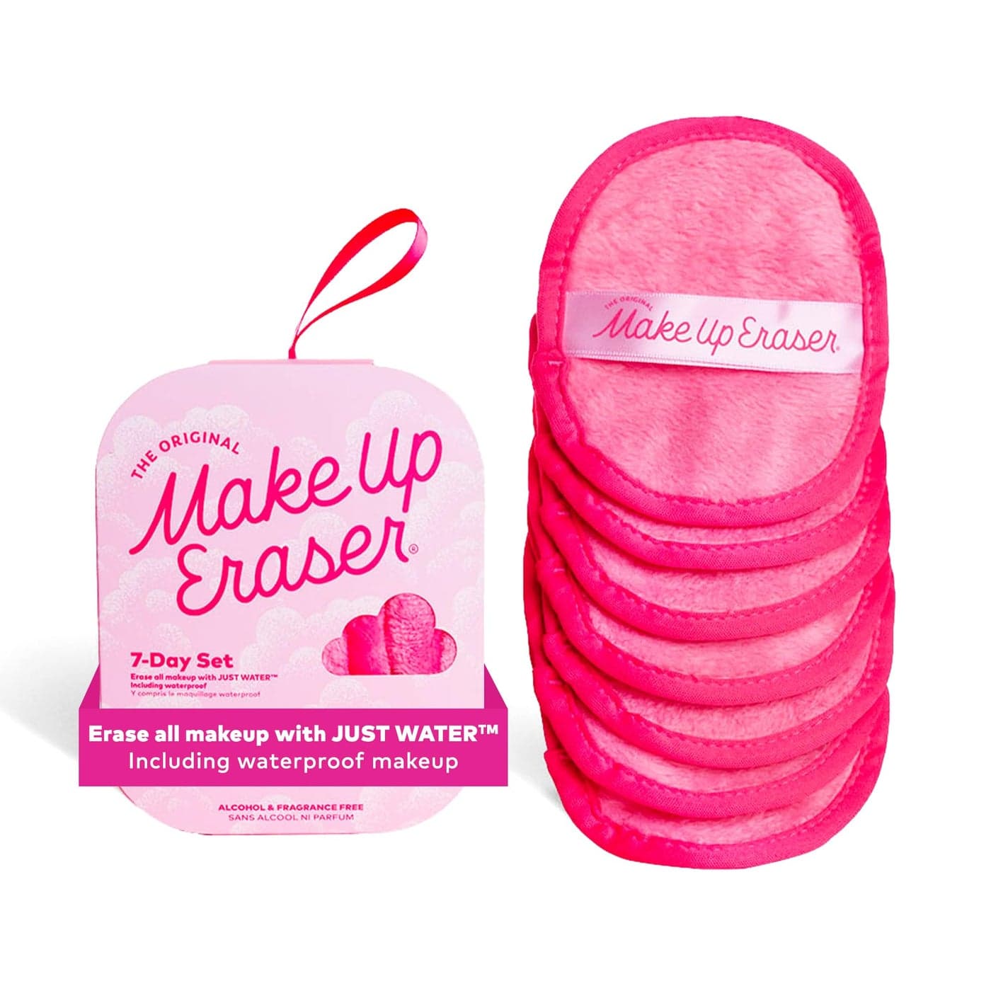 The Original MakeUp Eraser 7Day Set Erase All Makeup with Just Water Including Waterproof Mascara Eyeliner Foundation Lipstick Sunscreen and More Original Pink 7ct