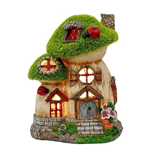 TERESAS COLLECTIONS Mushroom Garden Statues with Outdoor Solar Light Green Flocked Christmas Decorations for Home Resin Fairy House Accessories Outdoor Decor Yard Thanksgiving Gifts for Mom 8