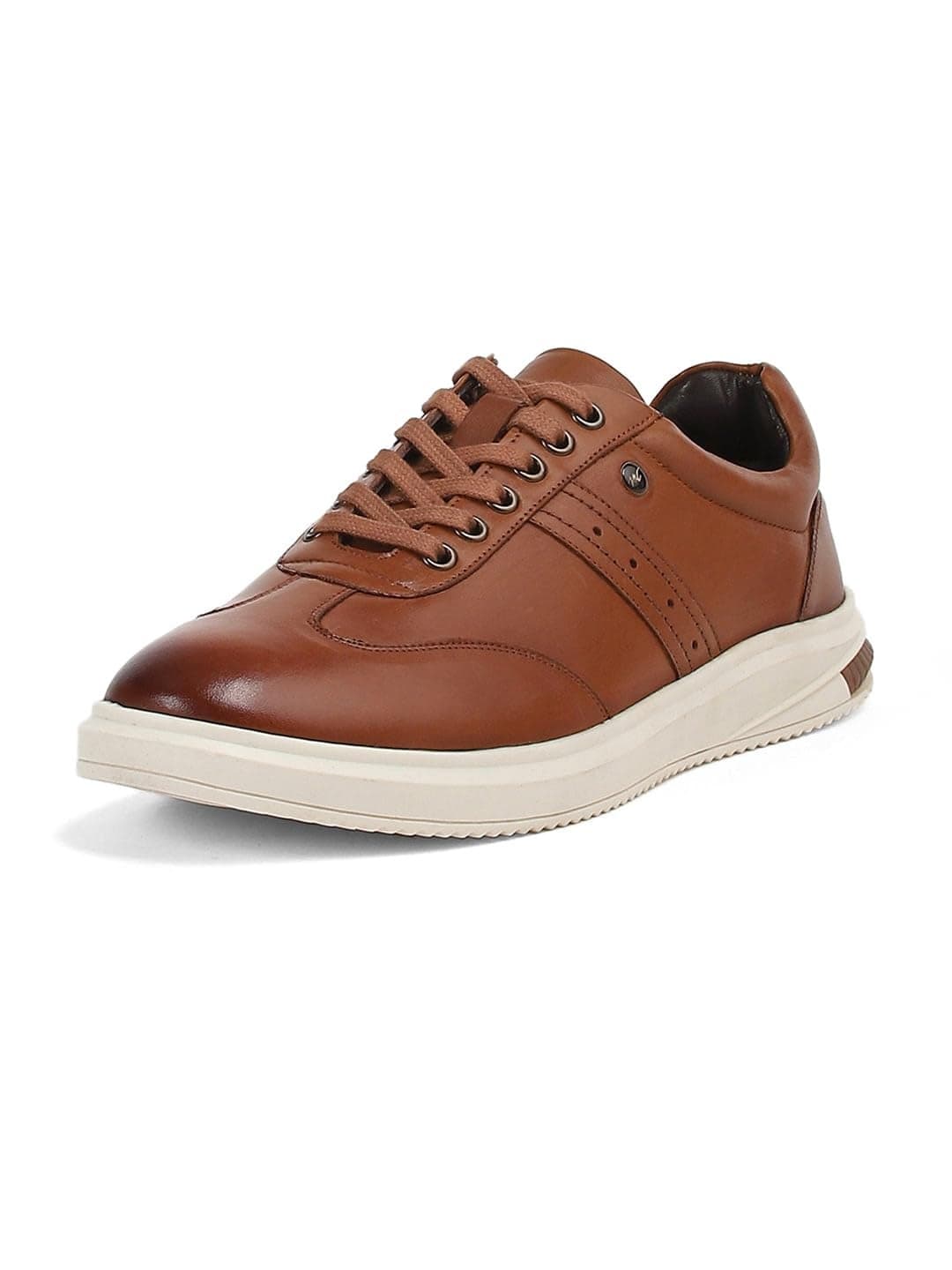 Monte Carlo Mens Lace Up Tan Solid Leather Casual Sneaker Shoes -201857FW-3-8