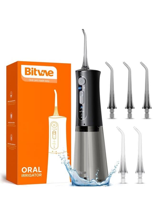Water Dental Flosser for Teeth, Cordless Water Teeth Cleaner Picks, 3 Modes 5 Intensities, IPX7 Waterproof, Rechargeable Water Dental Picks for Cleaning - Black