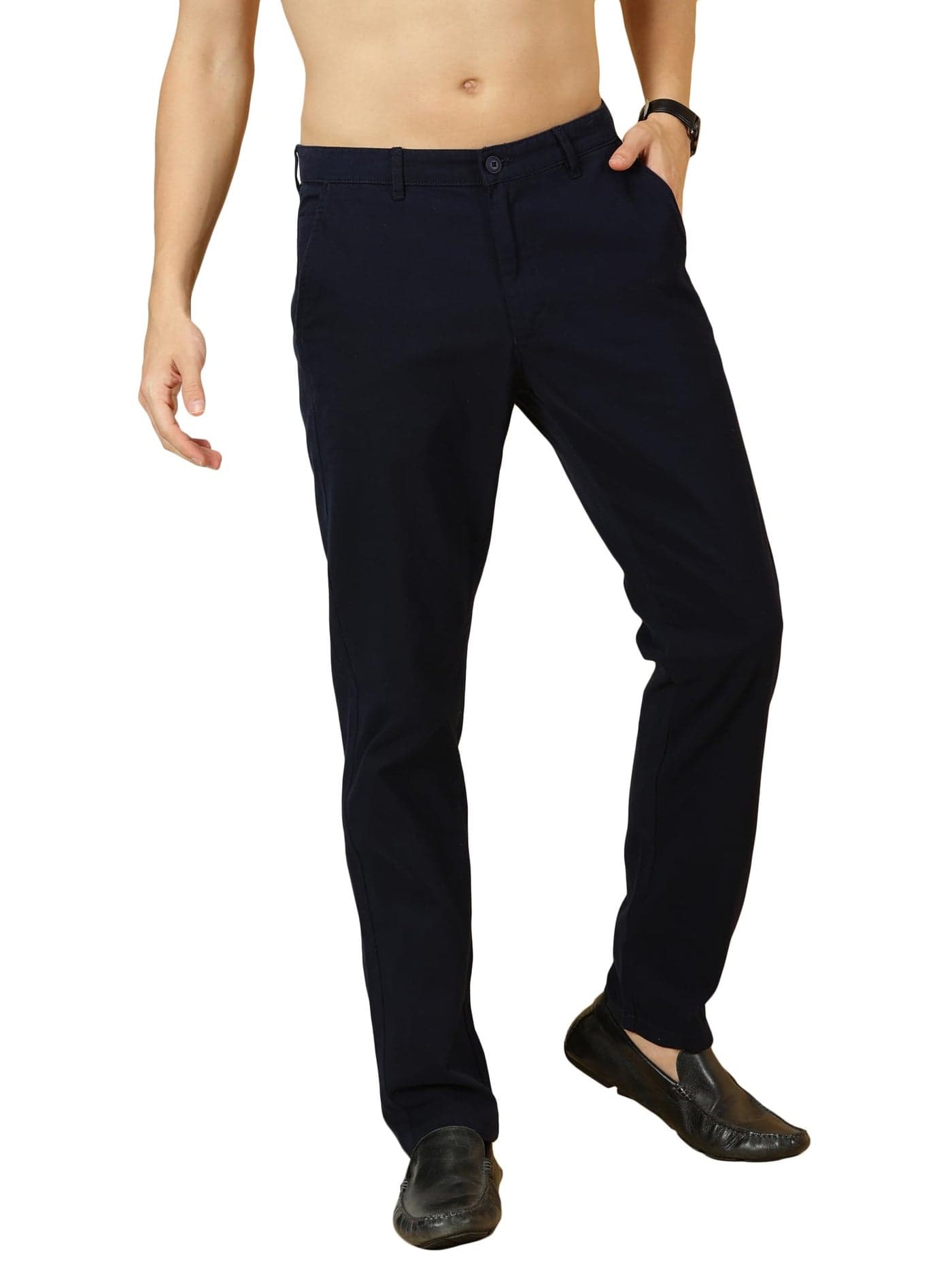Thomas Scott Men's 100% Cotton Slim Fit Casual Chino Trouser (Navy Blue, 38)