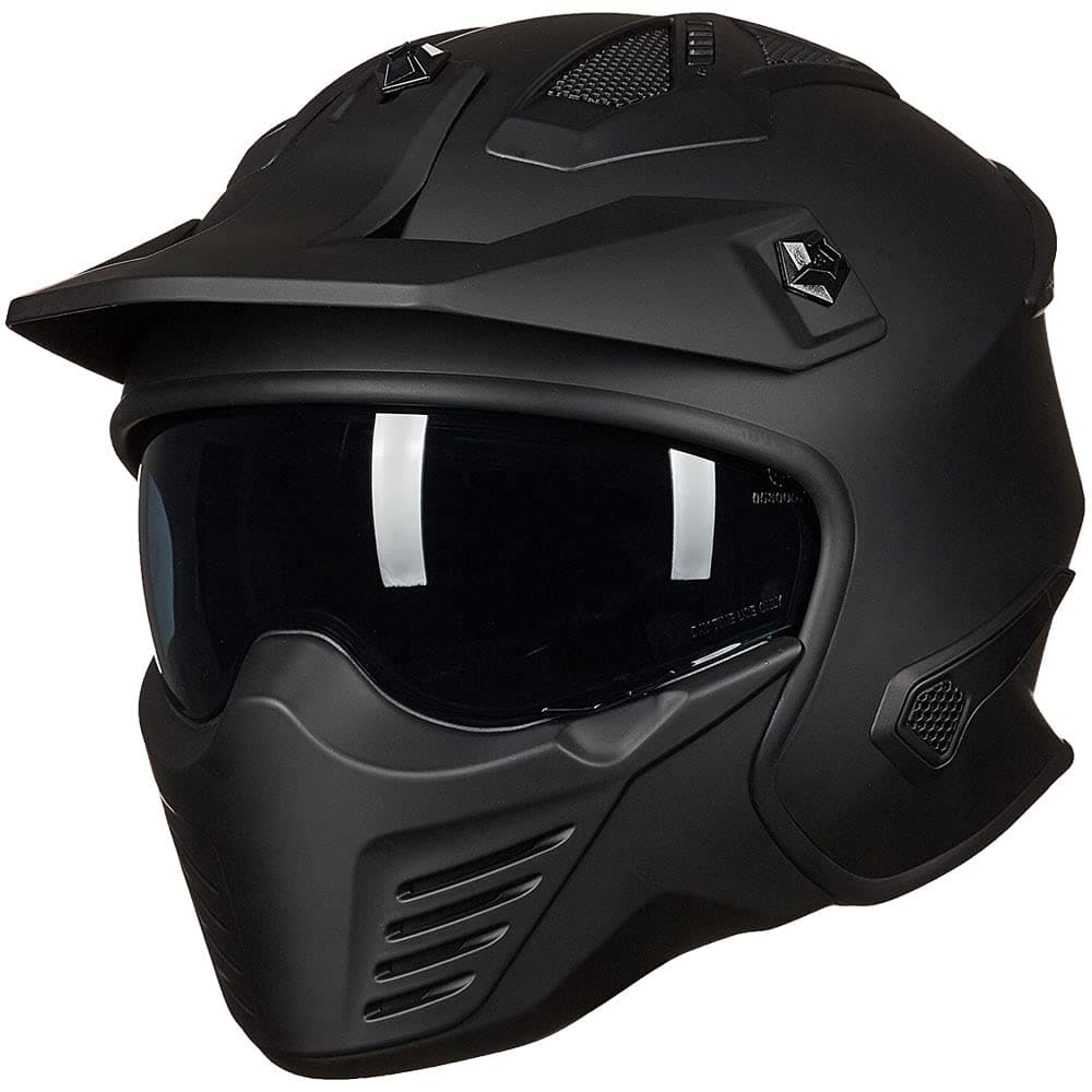 ILM Open Face Motorcycle 34 Half Helmet for Dirt Bike Moped ATV UTV Motocross Cruiser Scooter DOT Model 726X Matte BlackS