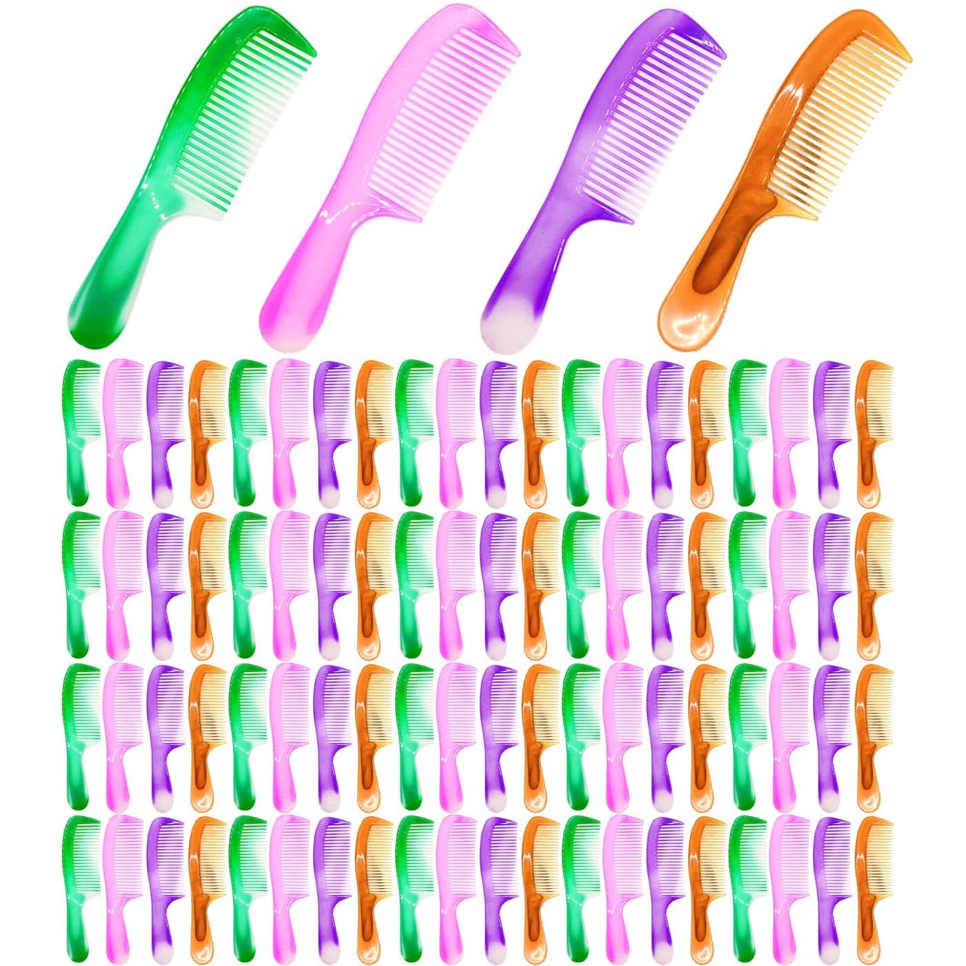 Merkaunis Colorful Plastic Disposable Hair Combs Pack 100 Individual Wraps Widen Bulk Combs for Homeless Hotel Shelter Nursing Charity Home