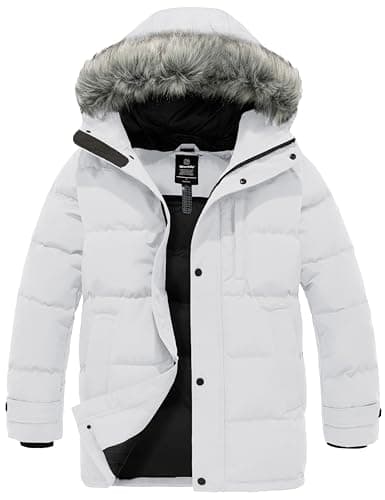 wantdo Men's Winter Coats Thick Bubble Jackets Waterproof Rain Jackets (White, Medium)