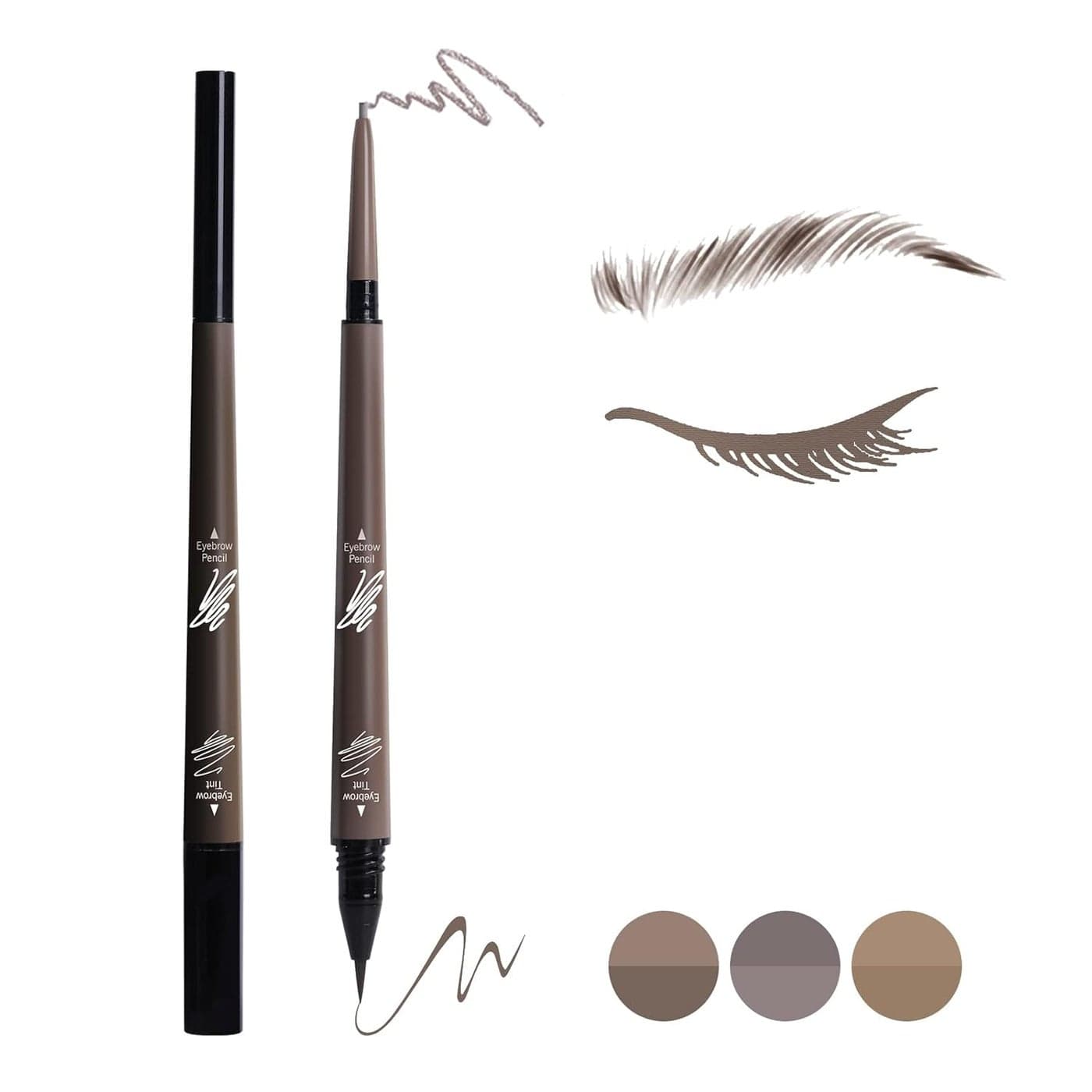 2 in 1 Eyebrow Pencil,Waterproof & Long Lasting Liquid Eyebrow Pen,Dual Ended Pencil Fills and Defines Brow Tint with the Precision & Definition of Microblading,Chestnut