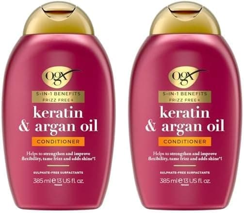 OGX Keratin and Argan Oil AntiFrizz 5in1 Benefits Conditioner Sulphate Free Surfactants 385ml