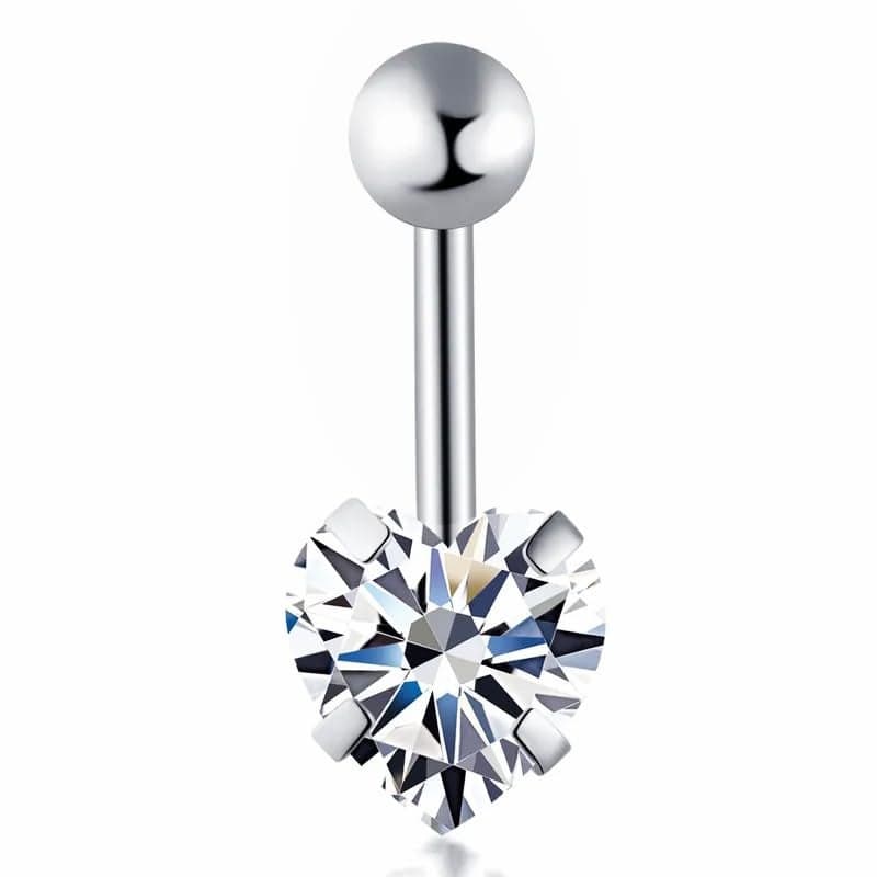 Via Mazzini 316L Surgical Steel Heart Crystal Belly Button Navel Ring for Women and Girls | Gifting For Birthdays, Anniversaries, Valentine’s Day (BB0057) 1 Pc