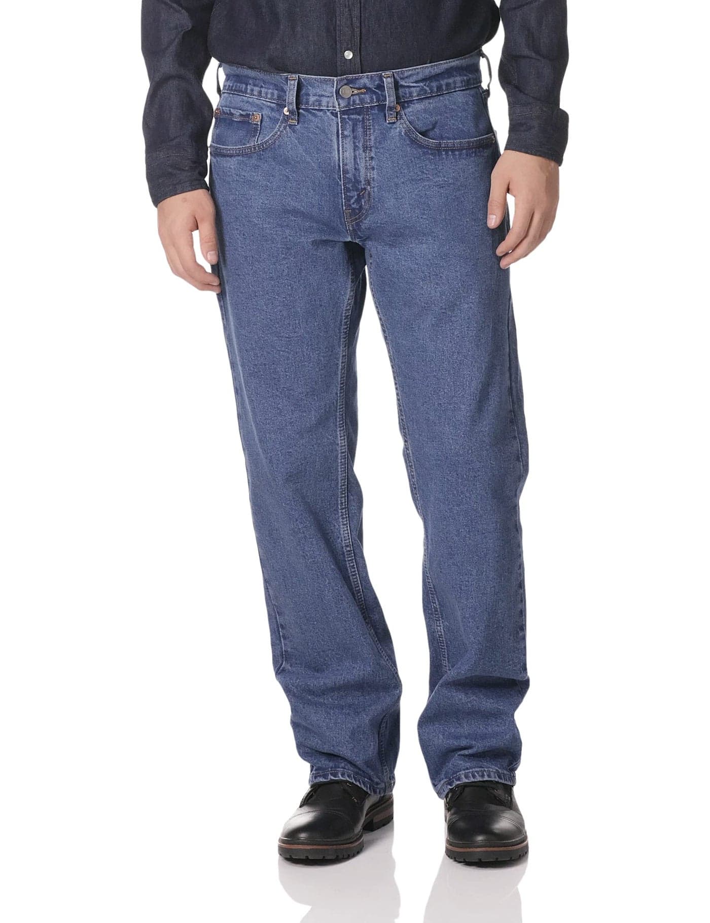 Levi Strauss Signature Gold Men's Relaxed Fit Flex Jeans (Available in Big & Tall), Medium Indigo-Waterless, 36x32