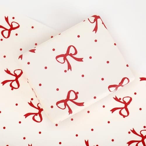 JarThenaAMCS 60 Sheets Burgundy Bow Tissue Paper Red Bow Wrapping Paper Decorative Art Tissue for Valentines Day Coquette Birthday Baby Shower Party DIY Crafts 14 x 20 Inch
